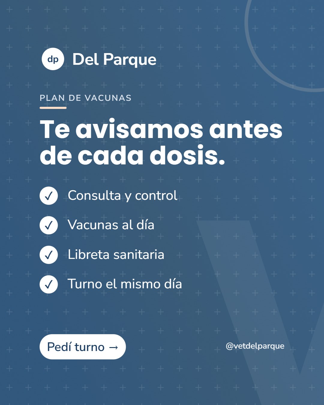 Pieza de una veterinaria: checklist sobre azul con motivo de cruces
